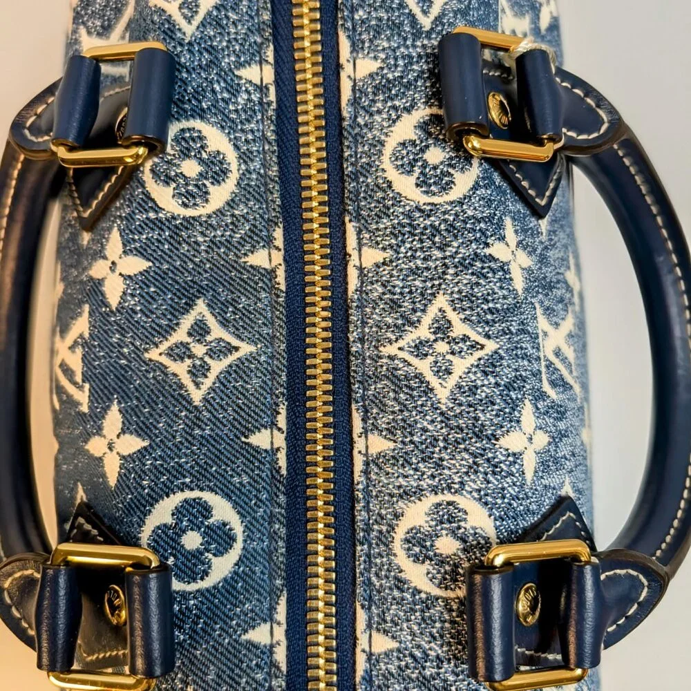 Louis Vuitton Denim Jacquard Monogram Speedy Bandoulière 25 - Picture 6 of 16